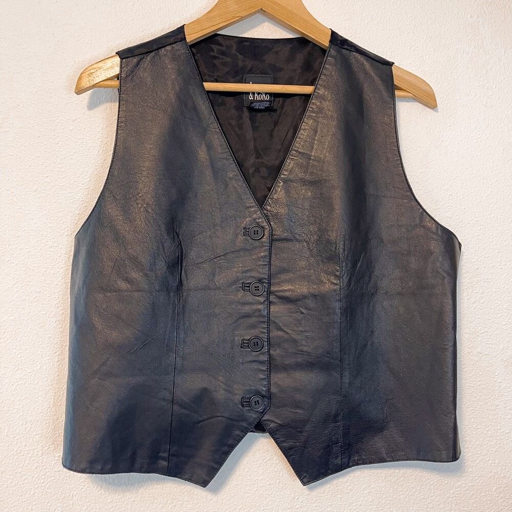 Vintage Jacque & Koko 100% Leather Vest Size‎ 14/16